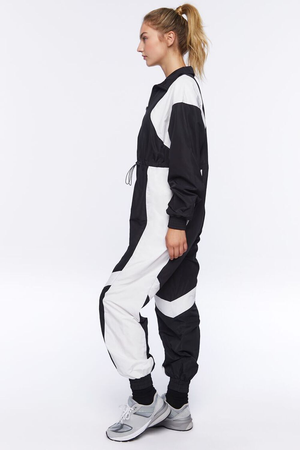 BLACK/WHITE Active Colorblock Windbreaker Jumpsuit, image 2
