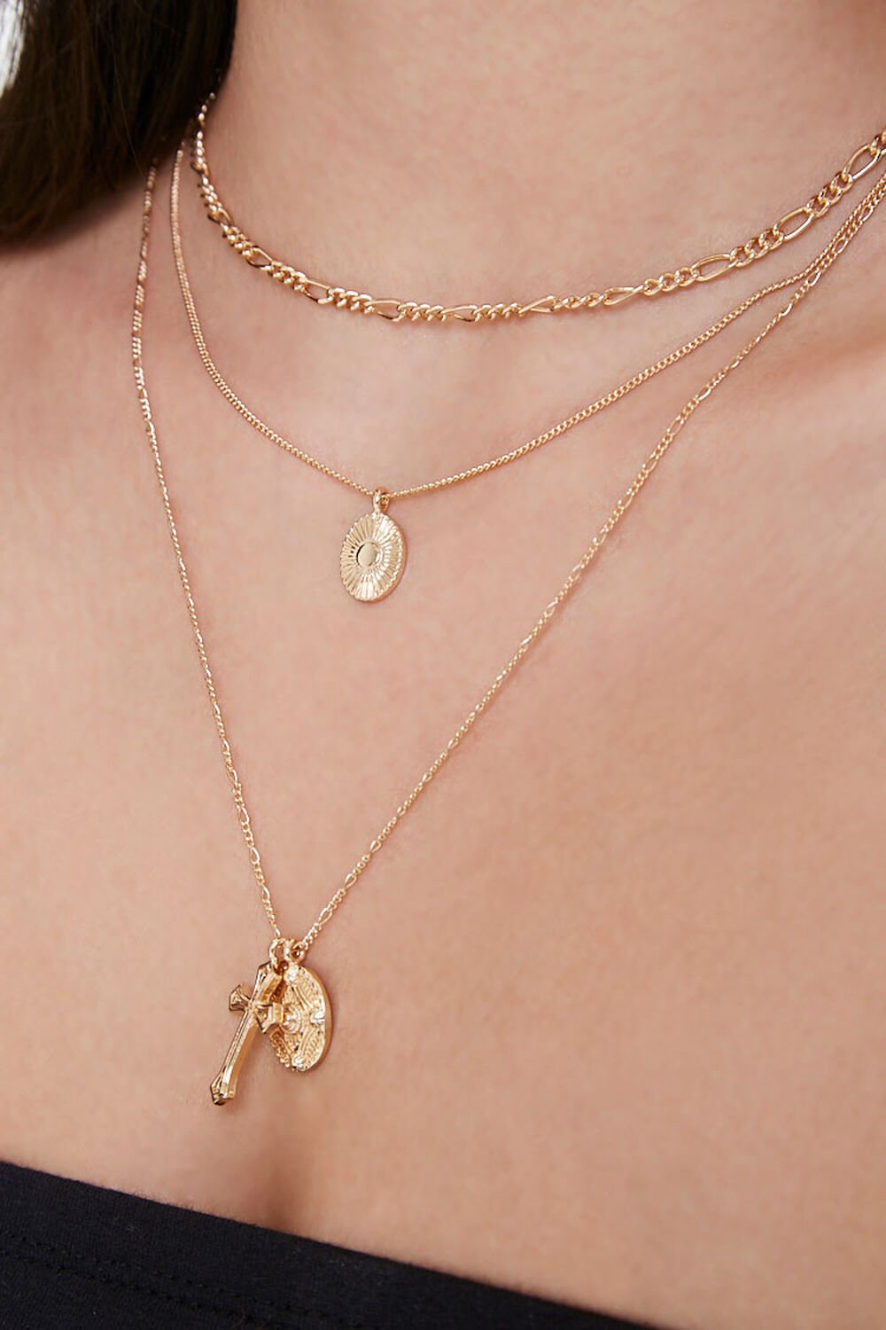 GOLD Ornate Pendant Necklace Set, image 1