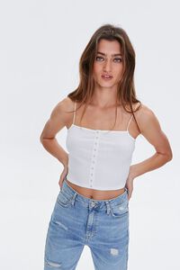 IVORY Ribbed Knit Cropped Cami, image 1