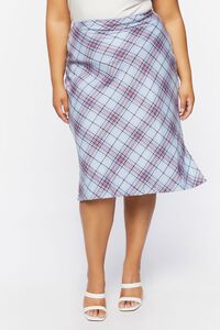 CLOUD/MULTI Plus Size Plaid A-Line Midi Skirt, image 2