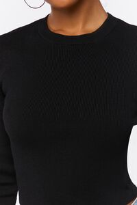 BLACK Ribbed Knit Sweater Top, image 5