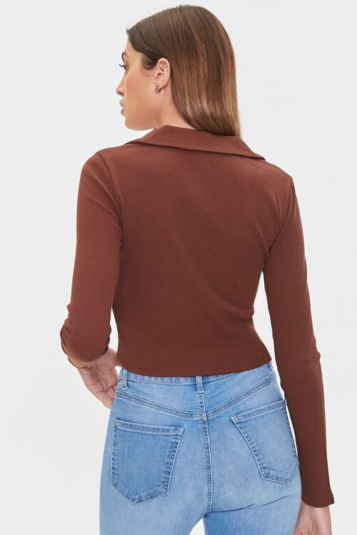 BROWN Collared V-Neck Top, image 3