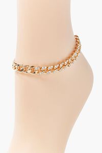 GOLD Rhinestone-Trim Chain Anklet, image 2