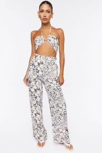 IVORY/MULTI Abstract Print Paperbag Pants, image 1