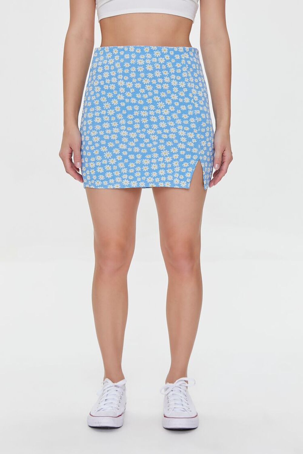 BLUE/MULTI Floral Print Mini Skirt, image 2