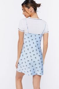 BLUE/MULTI Bow Print Mini Slip Dress, image 3