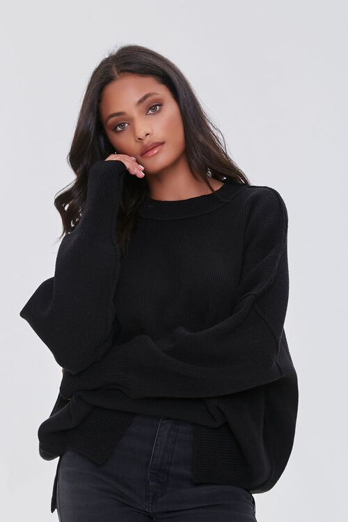BLACK Dropped-Sleeve Sweater, image 1