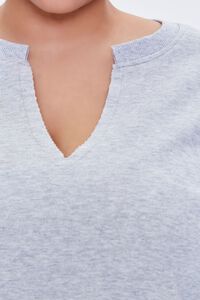 HEATHER GREY Plus Size Split-Neck Sweatshirt, image 5