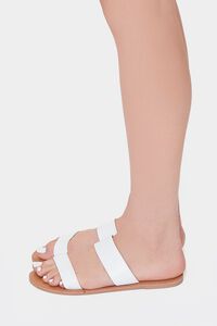 WHITE Dual-Strap Faux Leather Sandals, image 2