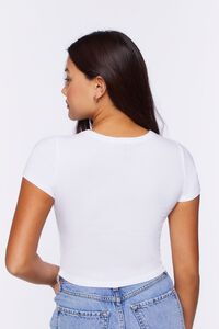 WHITE Ribbed Knit Crop Top, image 3