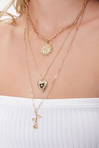 GOLD Rose Pendant Layered Necklace, image 1