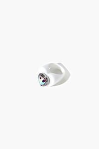 WHITE/MULTI Faux Gem Heart Cocktail Ring, image 3