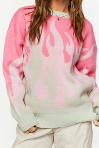 PINK/MULTI Abstract Flame Crew Sweater, image 5