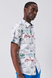 WHITE/MULTI Tropical Seaside Print Fitted Shirt, image 2