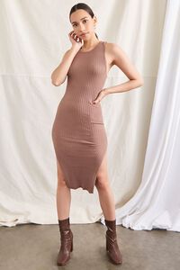 TAUPE Ribbed M-Slit Bodycon Dress, image 4