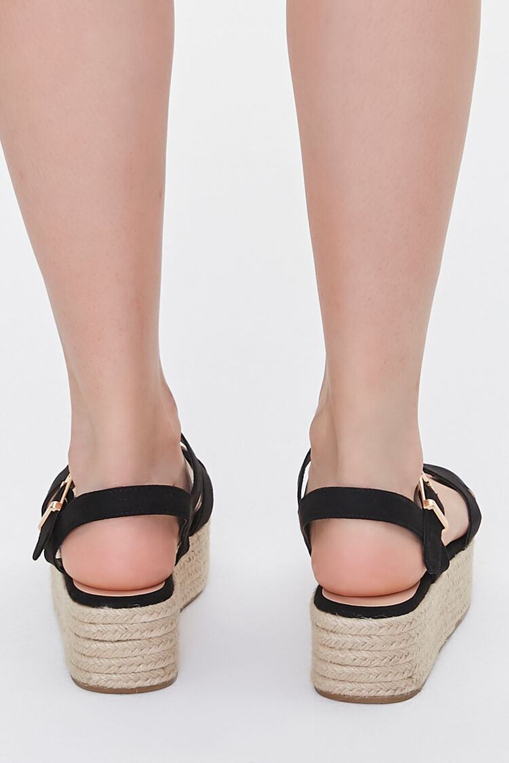 BLACK Faux Suede Espadrille Flatform Sandals, image 3