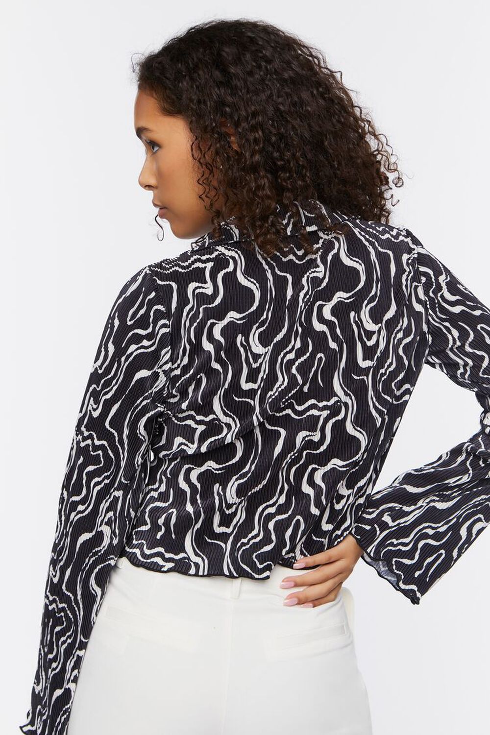 Abstract Print Tie-Front Top, image 3