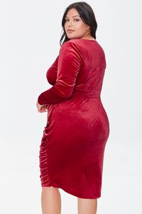 RED Plus Size Velour Shirred Dress, image 3
