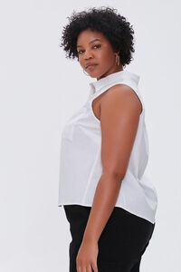 WHITE Plus Size Poplin Sleeveless Shirt, image 2