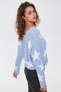BLUE/CREAM Distressed Star Print Sweater, image 2
