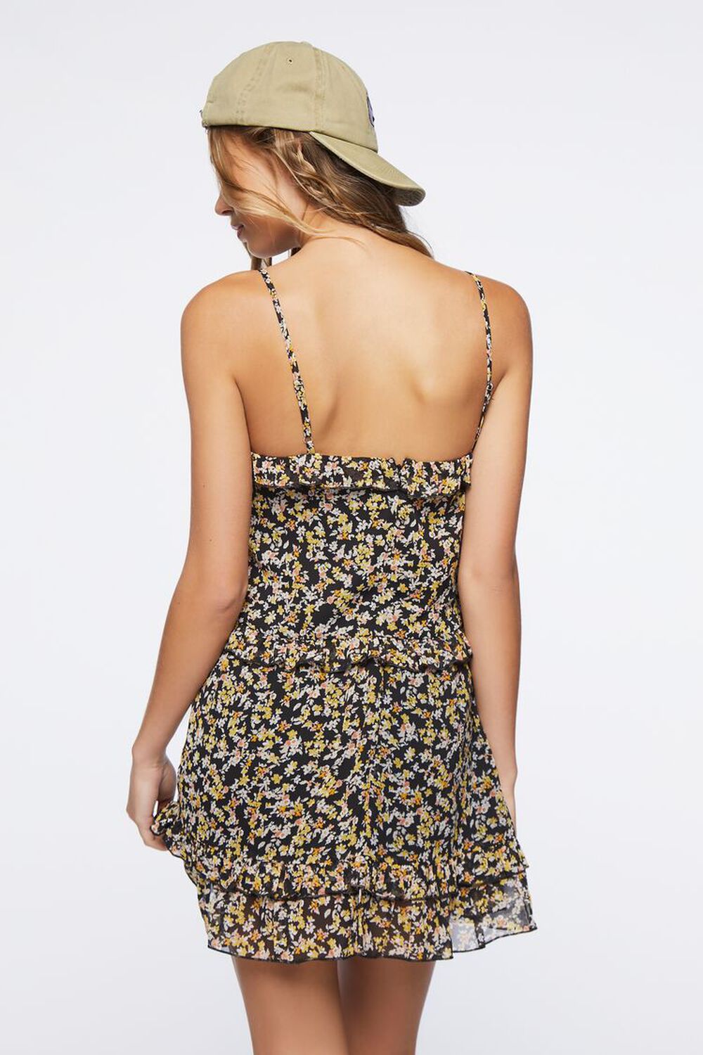 BLACK/MULTI Ruffled Ditsy Floral Print Mini Dress, image 3