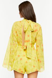 YELLOW/MULTI Floral Chiffon Bell-Sleeve Romper, image 3