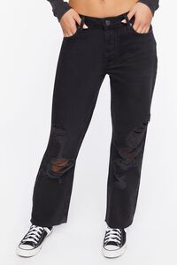 BLACK Distressed Bootcut Jeans, image 2