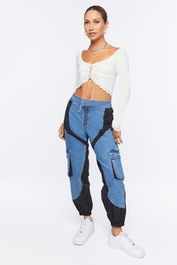 CREAM Lace-Up Sweater-Knit Crop Top, image 4
