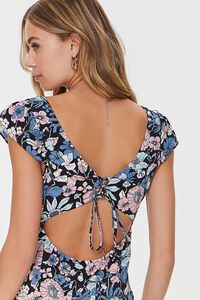 BLACK/MULTI Floral Lace-Back Cutout Mini Dress, image 6