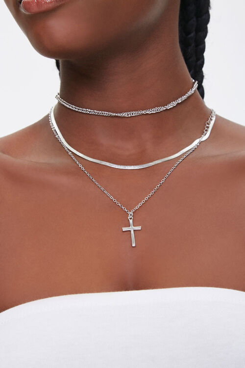 SILVER Upcycled Cross Pendant Necklace, image 1