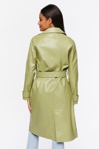 SAGE Faux Leather Double-Breasted Trench Coat, image 3