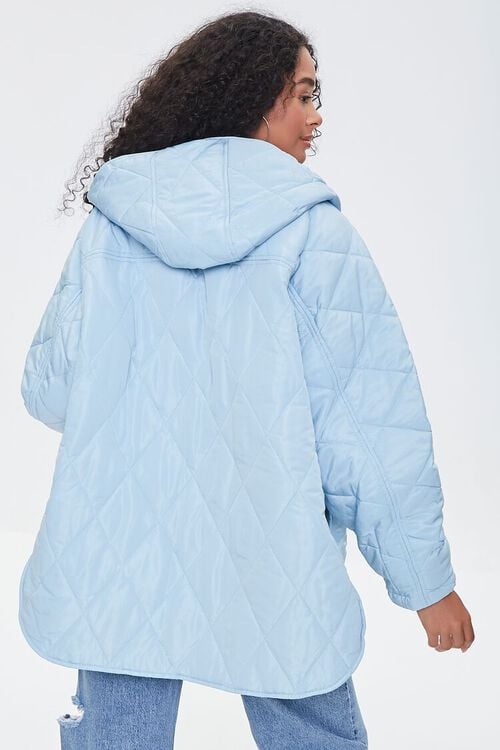 LIGHT BLUE Quilted Button-Front Hooded Jacket, image 3