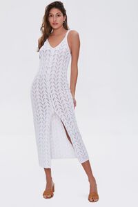 WHITE Pointelle Knit Midi Dress, image 4