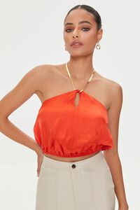 POMPEIAN RED  Snake Chain Halter Crop Top, image 2