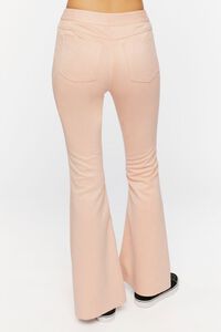 DUSTY PINK Faux Suede Mid-Rise Flare Pants, image 4