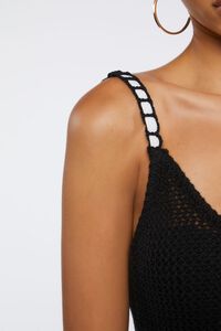 BLACK Sheer Crochet Swim Cover-Up Dress, image 5