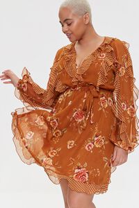 Plus Size Ruffled Rose Print Dress, image 6