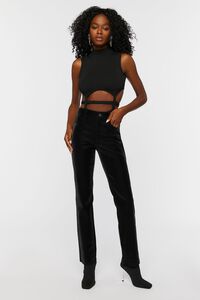 BLACK Sleeveless Cutout Bodysuit, image 4