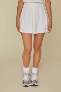 WHITE Pleated A-Line Mini Skirt, image 2