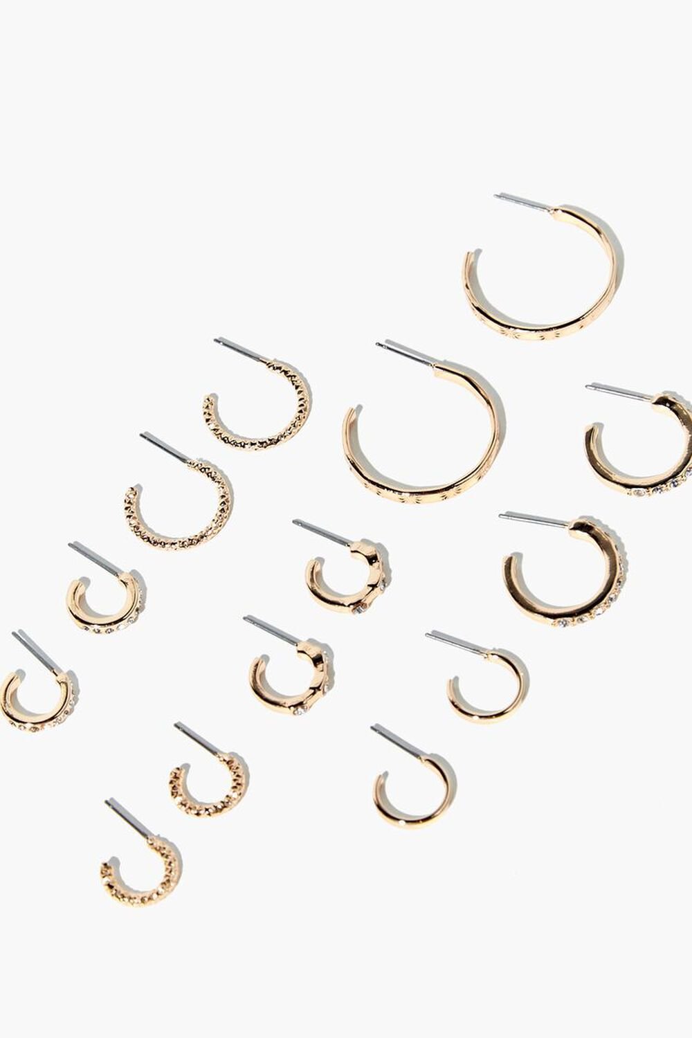 GOLD/CLEAR Rhinestone Open-End Hoop Earrings, image 2