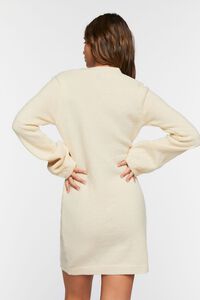 IVORY Cable Knit Button-Front Sweater Dress, image 3