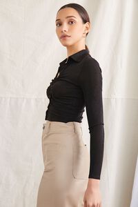 BLACK Ruched Cropped Shirt, image 2