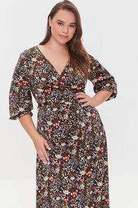 BLACK/MULTI Plus Size Floral Print Maxi Dress, image 4