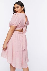 LILAC SHEEN Plus Size Cutout Tiered Mini Dress, image 3