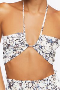 IVORY/MULTI Abstract Print Halter Crop Top, image 5