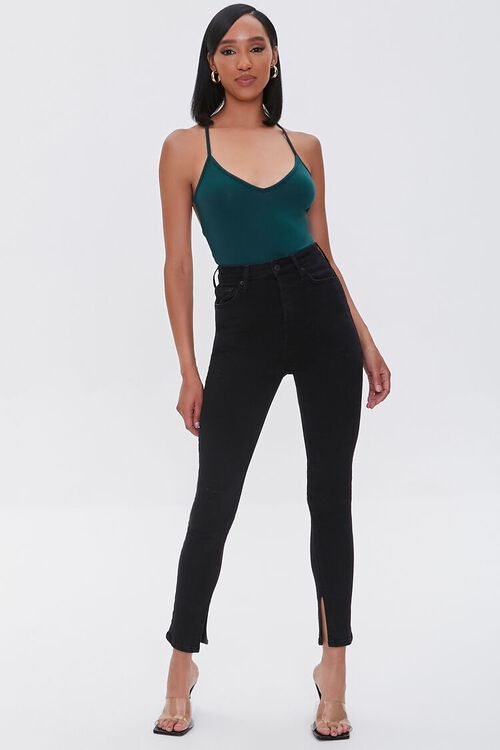 HUNTER GREEN Strappy Cheeky Cami Bodysuit, image 4