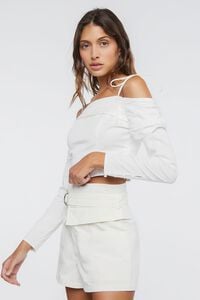 WHITE Ruched Off-the-Shoulder Crop Top, image 2