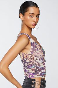 PURPLE/MULTI Abstract Print One-Shoulder Crop Top, image 2
