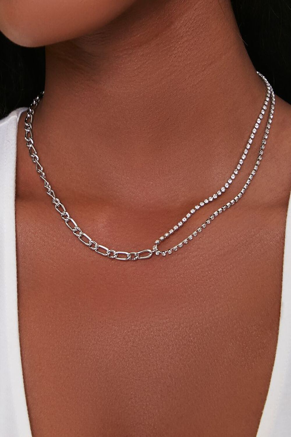 SILVER Figaro & Box Chain Necklace, image 1