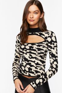 BLACK/CREAM Abstract Cutout Sweater, image 6